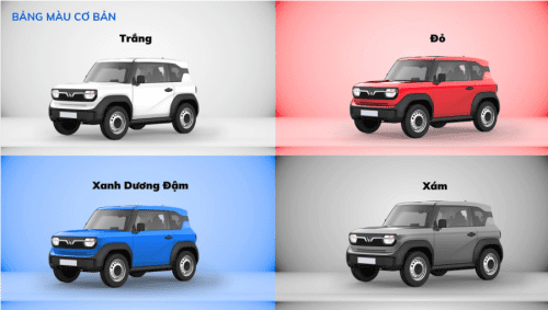 Màu xe cơ bản của Vinfast VF3- Giá Xe VinFast VF3 Tại Thái Nguyên Tháng 3/2025 - Thông Tin Mới Nhất